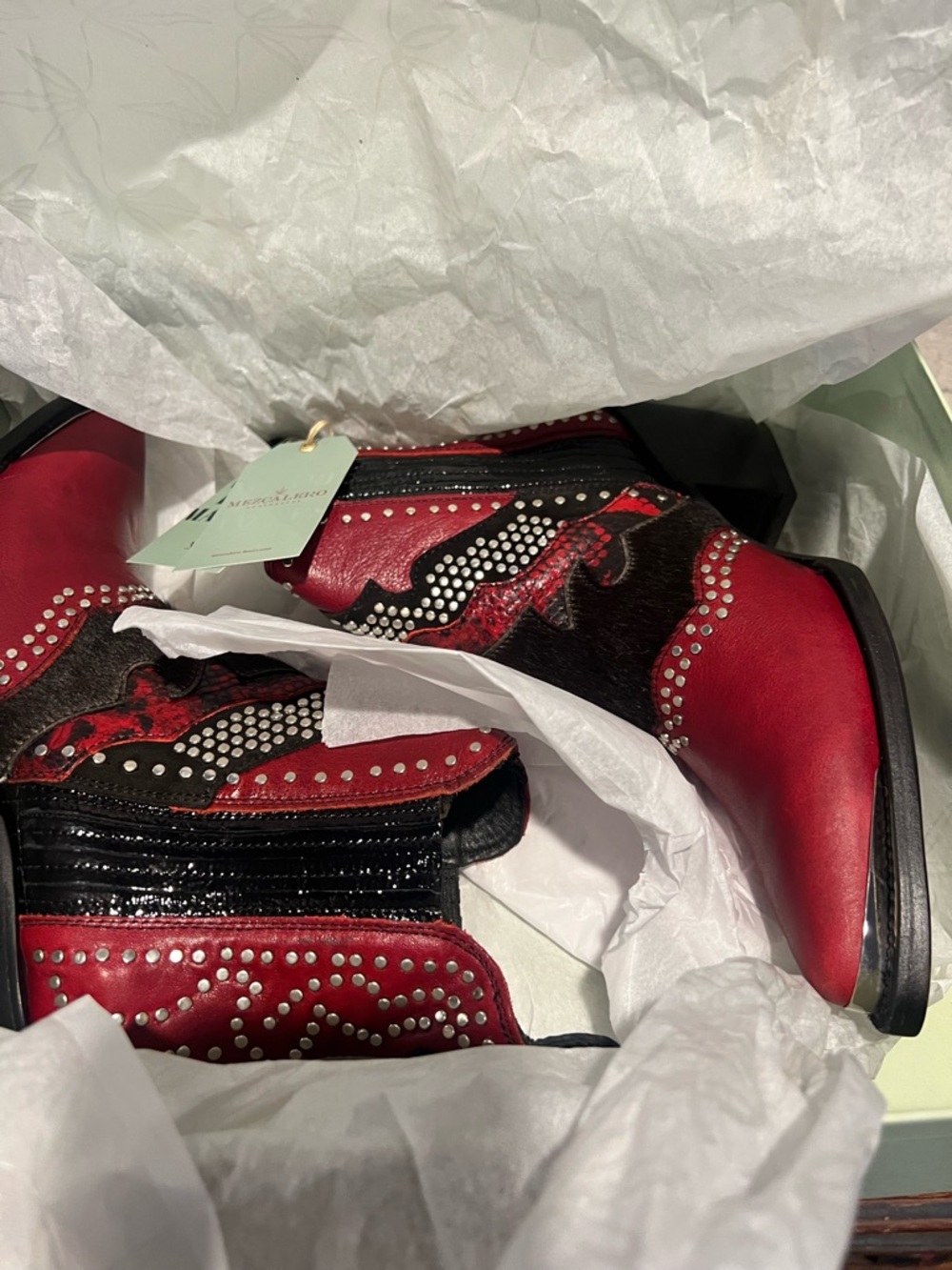 Mezcalero Chiara Red Kiss Studded Western Boots - Sz. 9.5 - New in Box - Picture 11 of 16